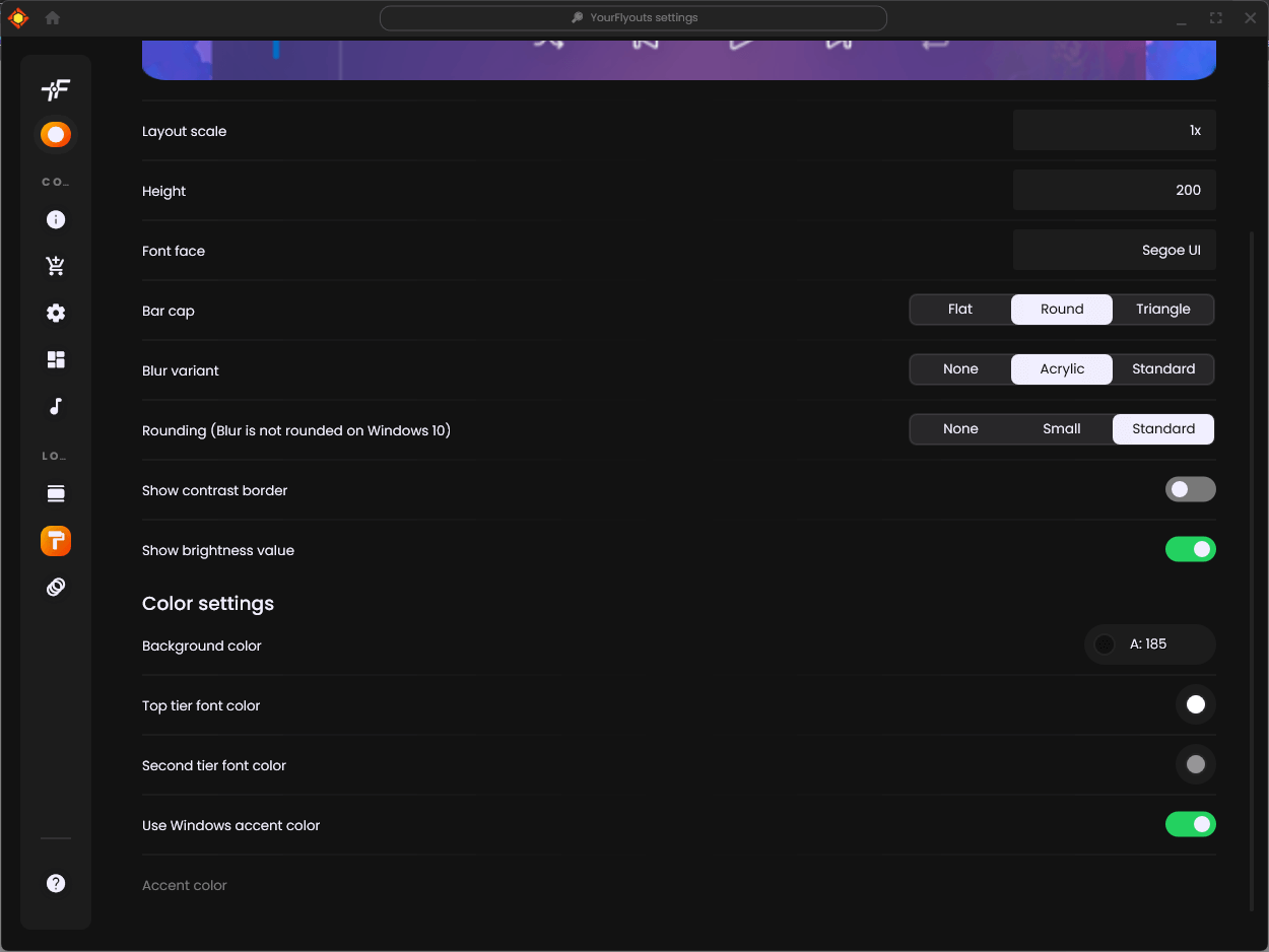 YourFlyouts Color Setting