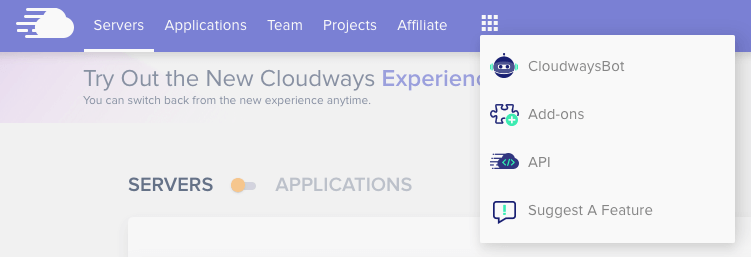 Cloudways Add-ons 選單